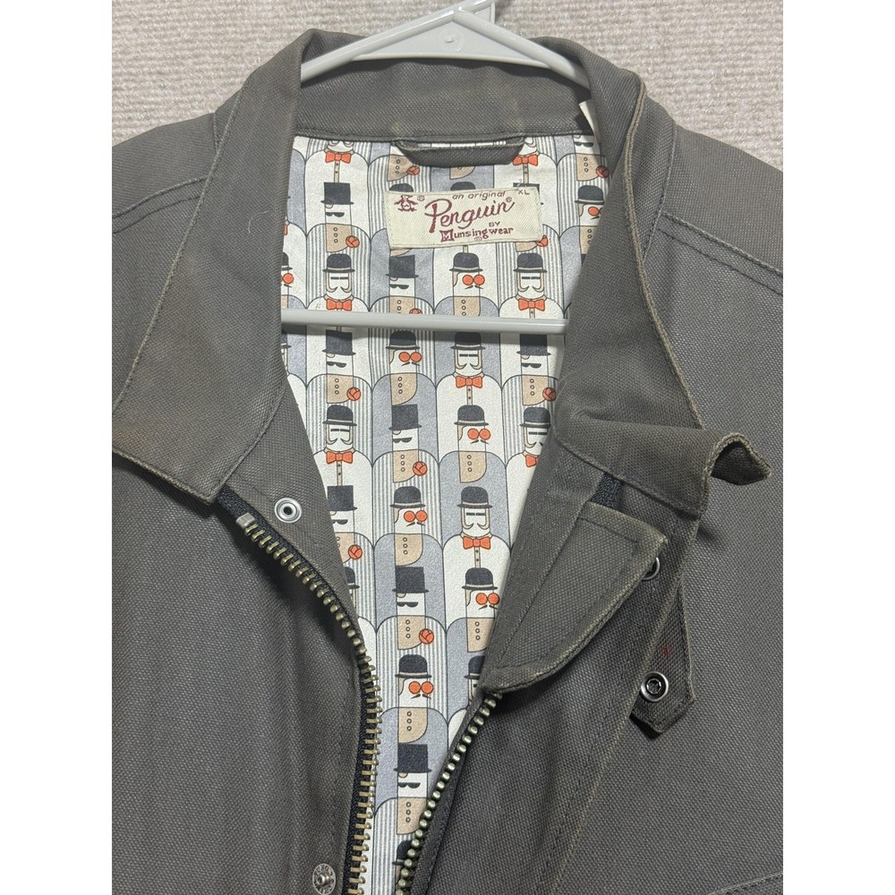 Original Penguin by Munsingwear Jacket Mens XL Gray Field Utility Zip Snap Lined - Picture 4 of 15